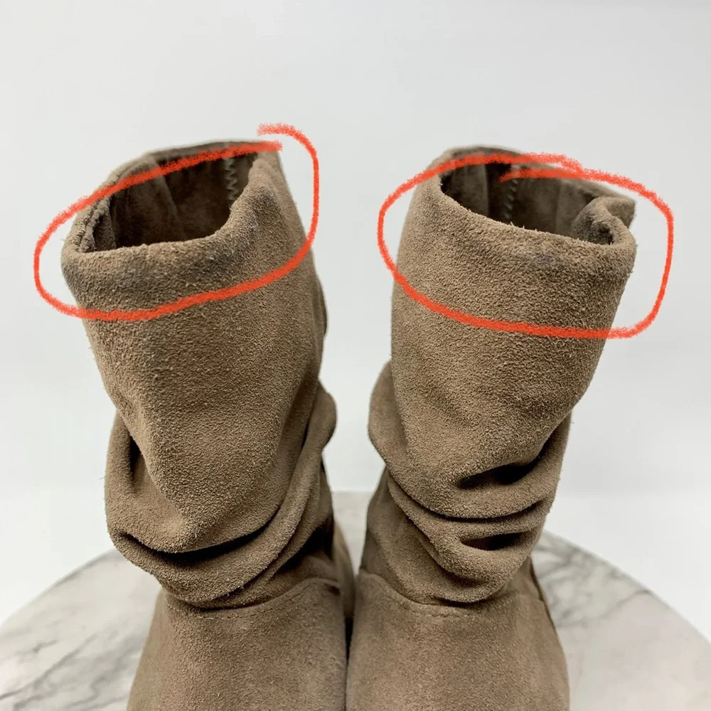 Vince Camuto Parka Suede Booties 9 Neutral Classic Casual  Bohemian Slouchy Boho - Picture 9 of 16